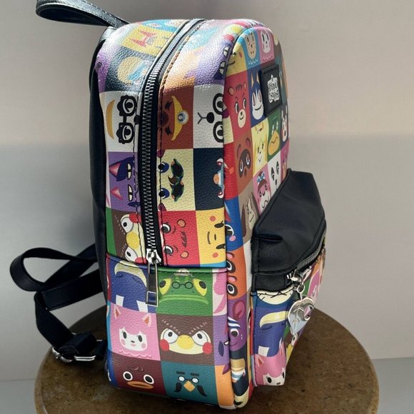 NINTENDO Animal Crossing Multicoloured Cartoon Print Zip Pockets Backpack Bag - Picture 11 of 16